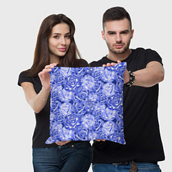 Подушка квадратная Голубые и синие розы, цвет: 3D-принт — фото 2