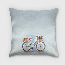 Подушка квадратная Акварельный велосипед, цвет: 3D-принт