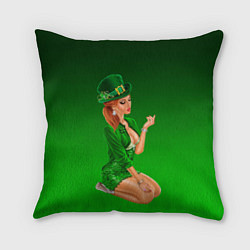 Подушка квадратная Девушка лепрекон в зеленом, цвет: 3D-принт