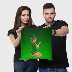 Подушка квадратная Девушка лепрекон в зеленом, цвет: 3D-принт — фото 2