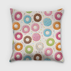Подушка квадратная Пончики Donuts, цвет: 3D-принт