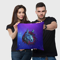 Подушка квадратная Retrowave Neon Horse, цвет: 3D-принт — фото 2