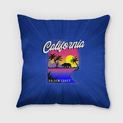 Подушка квадратная California golden coast, цвет: 3D-принт