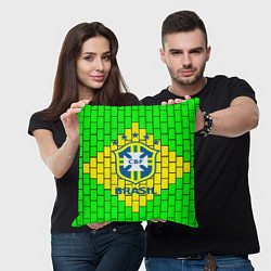 Подушка квадратная Сборная Бразилии, цвет: 3D-принт — фото 2
