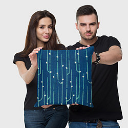 Подушка квадратная Винтажный синий с полосами, цвет: 3D-принт — фото 2