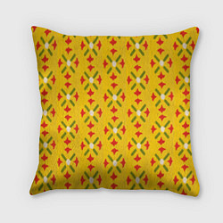 Подушка квадратная Желтый орнамент, цвет: 3D-принт