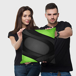 Подушка квадратная Green Black, цвет: 3D-принт — фото 2