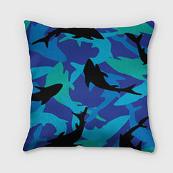 Подушка квадратная Акулы паттерн, цвет: 3D-принт