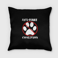Подушка квадратная Anti-Furry coalition, цвет: 3D-принт
