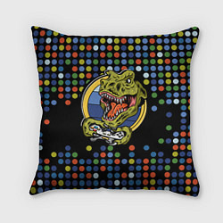 Подушка квадратная Динозавр-игрок, цвет: 3D-принт