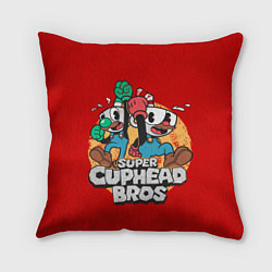 Подушка квадратная Super Cuphead Bros, цвет: 3D-принт