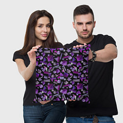 Подушка квадратная Геометрический фиолетовый, цвет: 3D-принт — фото 2