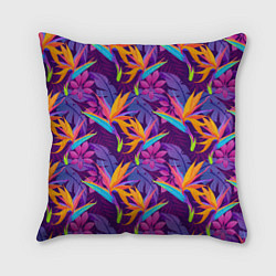 Подушка квадратная Тропические листья, цвет: 3D-принт