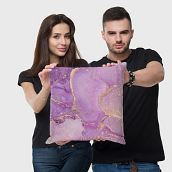 Подушка квадратная Сиреневые разводы краски, цвет: 3D-принт — фото 2