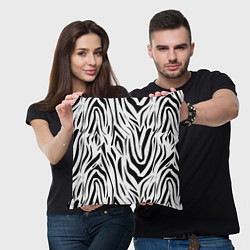 Подушка квадратная Черно-белая зебра, цвет: 3D-принт — фото 2