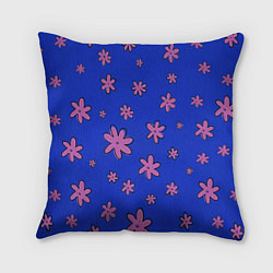 Подушка квадратная Цветочки рисованные, цвет: 3D-принт