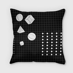 Подушка квадратная Черно-белые фигуры 3D, цвет: 3D-принт
