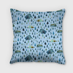 Подушка квадратная Дождливая осень Тучки и дождь, цвет: 3D-принт