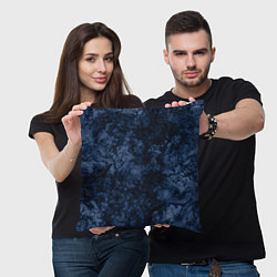 Подушка квадратная Темно-синяя текстура камня, цвет: 3D-принт — фото 2