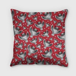 Подушка квадратная Серебряные совы, цвет: 3D-принт