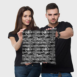Подушка квадратная Черно -белый полосатый узор, цвет: 3D-принт — фото 2