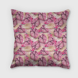 Подушка квадратная Розовый тропический узор, цвет: 3D-принт