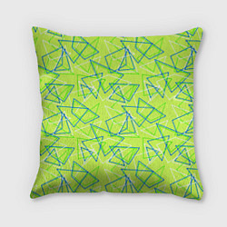 Подушка квадратная Абстрактный неоновый зеленый, цвет: 3D-принт