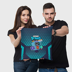 Подушка квадратная Злой Ash Brawl Stars Эш, цвет: 3D-принт — фото 2