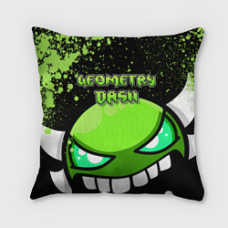 Подушка квадратная Geometry Dash: Green Evil, цвет: 3D-принт