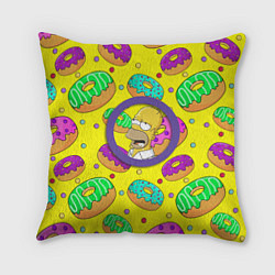 Подушка квадратная Гомер ням Пончик, цвет: 3D-принт