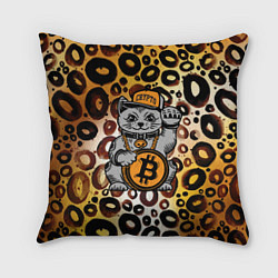 Подушка квадратная BitCoin кот, цвет: 3D-принт