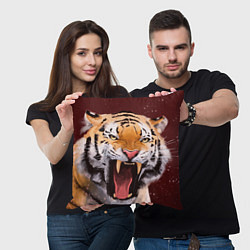 Подушка квадратная Тигр красавчик сердится, цвет: 3D-принт — фото 2