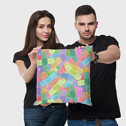 Подушка квадратная Цветные пластыри, цвет: 3D-принт — фото 2