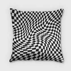 Подушка квадратная Черно-белая клетка Black and white squares, цвет: 3D-принт
