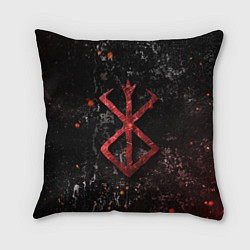 Подушка квадратная BERSERK LOGO GRUNGE RED, цвет: 3D-принт