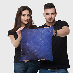 Подушка квадратная Синие акварельные мазки, цвет: 3D-принт — фото 2