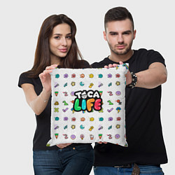 Подушка квадратная Логотип Toca Boca Тока Бока, цвет: 3D-принт — фото 2
