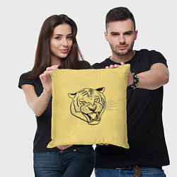 Подушка квадратная Тигр на золотом фоне, цвет: 3D-принт — фото 2