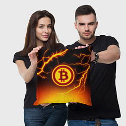 Подушка квадратная ОГНЕННЫЙ БИТКОИН HODL IT BITCOIN, цвет: 3D-принт — фото 2