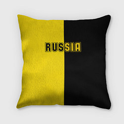 Подушка квадратная Россия черно желтое RUSSIA - BORUSSIA, цвет: 3D-принт