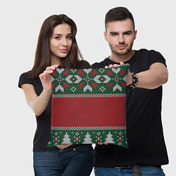 Подушка квадратная Knitted Christmas Pattern, цвет: 3D-принт — фото 2