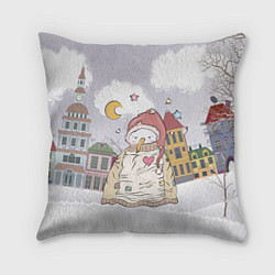 Подушка квадратная Одинокий снеговик, цвет: 3D-принт