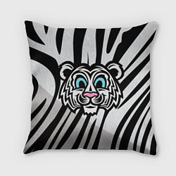Подушка квадратная Забавный Белый тигр, цвет: 3D-принт