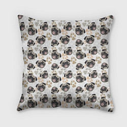 Подушка квадратная Собака Мопс Pug, цвет: 3D-принт