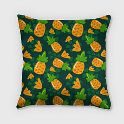 Подушка квадратная Ананасы Много ананасов, цвет: 3D-принт