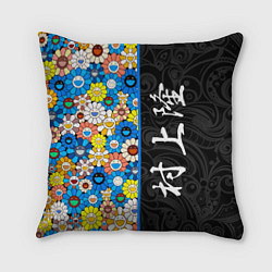 Подушка квадратная Такаси Мураками Иероглифами, цвет: 3D-принт