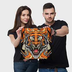 Подушка квадратная Символ года тигр в гневе, цвет: 3D-принт — фото 2