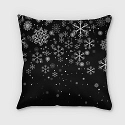 Подушка квадратная Снежинки - С Новый год, цвет: 3D-принт