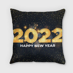 Подушка квадратная Happy New Year 2022, цвет: 3D-принт