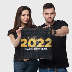 Подушка квадратная Happy New Year 2022, цвет: 3D-принт — фото 2